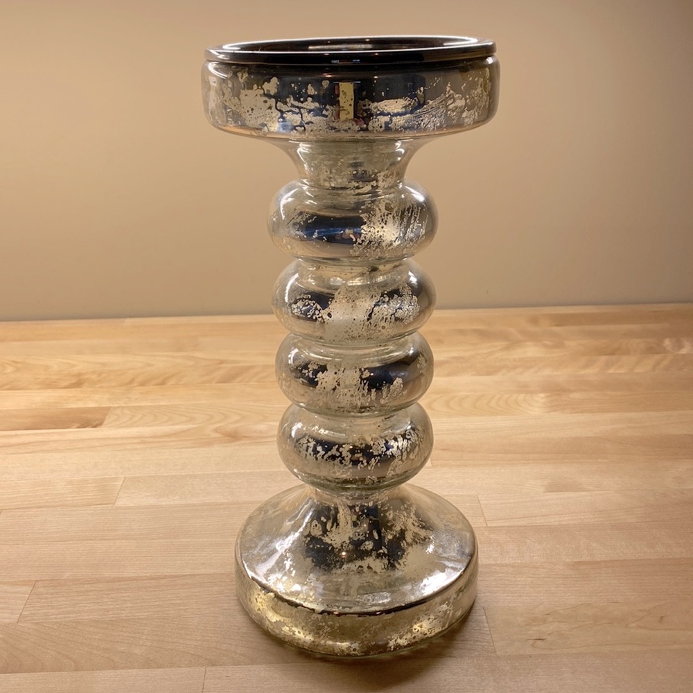 Mercury Glass tall candle holder